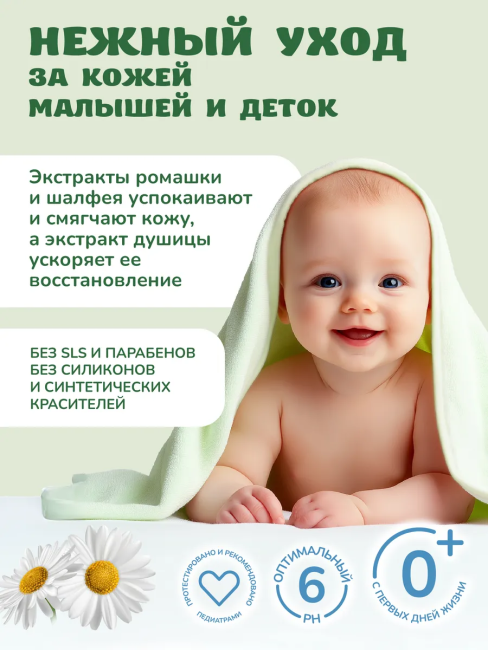 Детский гель для купания Душистая ромашка ФитоПупс 290 мл