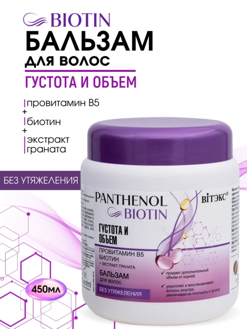 Бальзам для волос Густота и объем PANTHENOL BIOTIN 450 мл