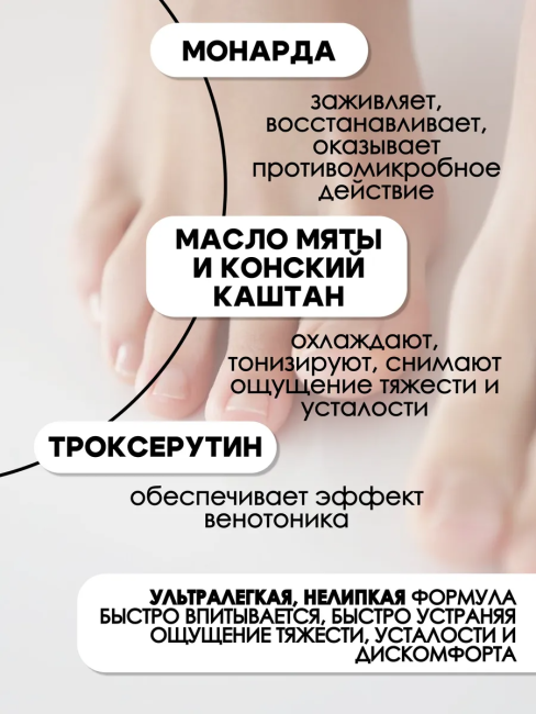 Гель для ног от тяжести усталости горящих стоп 3в1 MONARDA 150 мл Гель для ног от тяжести усталости горящих стоп 3в1 MONARDA 150 мл