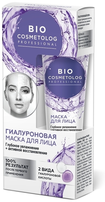 Крем-МАСКА Гиалуроновая Глубокое увлажнение+активное восстановл BioCosmetolog Prof 45 мл