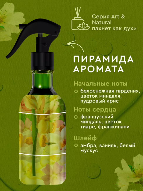 Аромаосвежитель воздуха Весенние цветы миндаля и жасмина Only Bio Art & Natural 320 мл