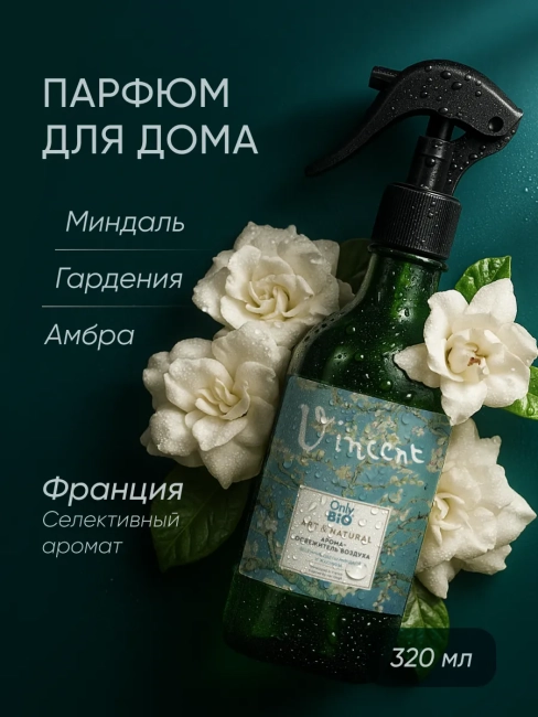 Аромаосвежитель воздуха Весенние цветы миндаля и жасмина Only Bio Art & Natural 320 мл