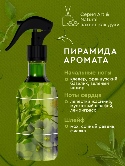 Аромаосвежитель воздуха Зеленый луг после дождя Only Bio Art & Natural 320 мл Аромаосвежитель воздуха Зеленый луг после дождя Only Bio Art & Natural 320 мл