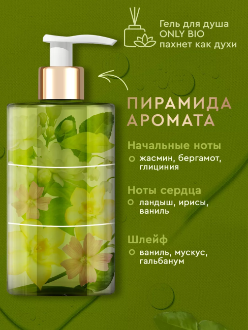 Гель для душа Освежающий Ароматные цветы Живерни Only Bio Art & Naturall 420 мл Гель для душа Освежающий Ароматные цветы Живерни Only Bio Art & Naturall 420 мл