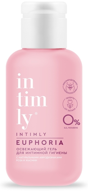 Гель для интимной гигиены с афродизиаками роза и жасмин INTIMLY Euphoria 65 мл