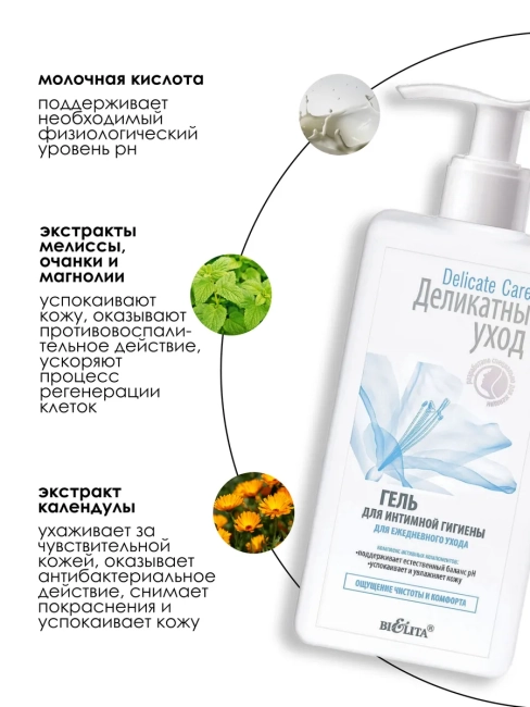 Гель для интим гигиены для ежедневного ухода Delicate Care 255 мл Гель для интим гигиены для ежедневного ухода Delicate Care 255 мл