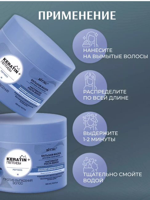 Бальзам-маска Против выпадения для всех типов волос KERATIN+ ПЕПТИДЫ 300 мл 