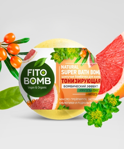 Шипучая бомбочка для ванны Тонизирующая FITO BOMB 110 гр