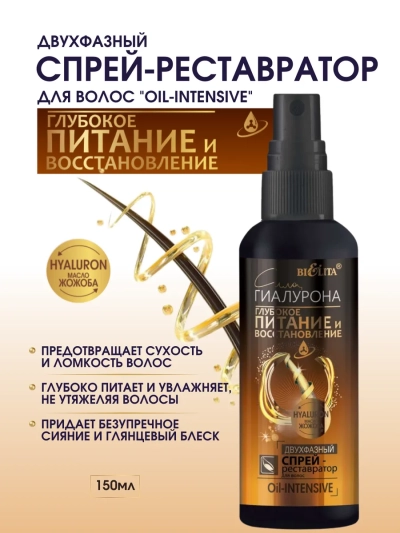 Двухфазный спрей-реставратор для волос Сила Гиалурона ПИТАНИЕ 150 мл