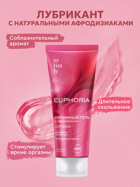 Гель интимный для секса с афродизиаками клубника и персик INTIMLY Euphoria 75 мл Гель интимный для секса с афродизиаками клубника и персик INTIMLY Euphoria 75 мл
