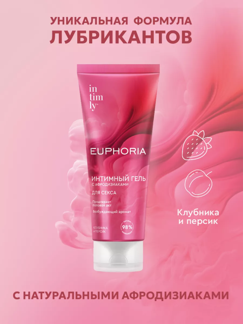 Гель интимный для секса с афродизиаками клубника и персик INTIMLY Euphoria 75 мл