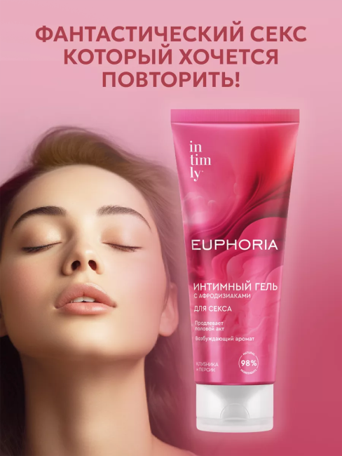 Гель интимный для секса с афродизиаками клубника и персик INTIMLY Euphoria 75 мл Гель интимный для секса с афродизиаками клубника и персик INTIMLY Euphoria 75 мл