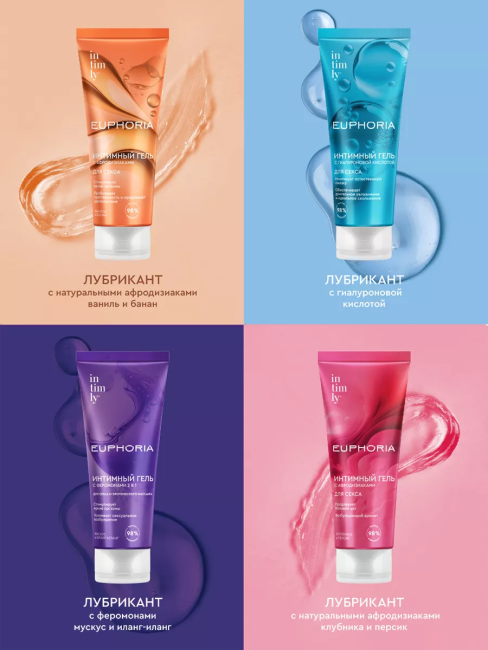 Гель интимный для секса с афродизиаками клубника и персик INTIMLY Euphoria 75 мл Гель интимный для секса с афродизиаками клубника и персик INTIMLY Euphoria 75 мл