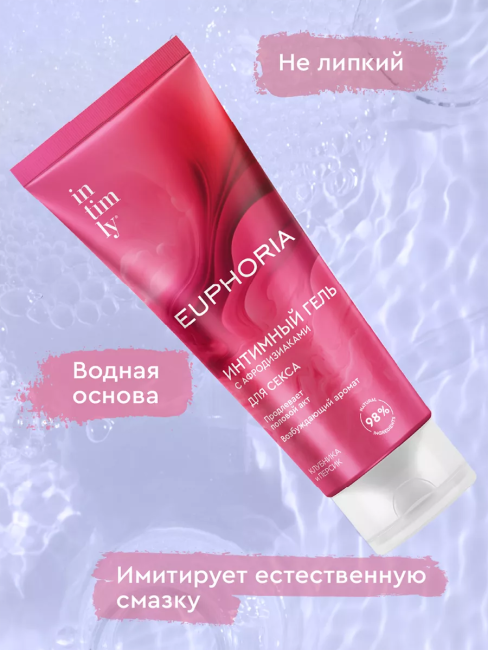 Гель интимный для секса с афродизиаками клубника и персик INTIMLY Euphoria 75 мл Гель интимный для секса с афродизиаками клубника и персик INTIMLY Euphoria 75 мл