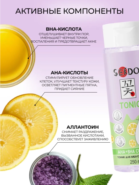 Тоник для лица с кислотами AHA+BHA Complex Face Tonic PARLI Sendo 250 мл