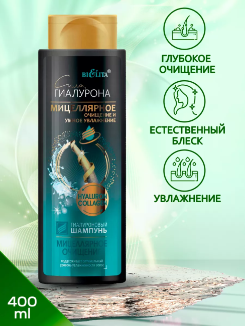 Шампунь Гиалуроновый Сила Гиалурона ОЧИЩЕНИЕ 400 мл