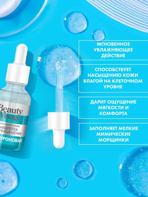 Сыворотка SOS-УВЛАЖНЕНИЕ «Гиалуроновая» для лица и кожи вокруг глаз Beauty Visage 30 мл