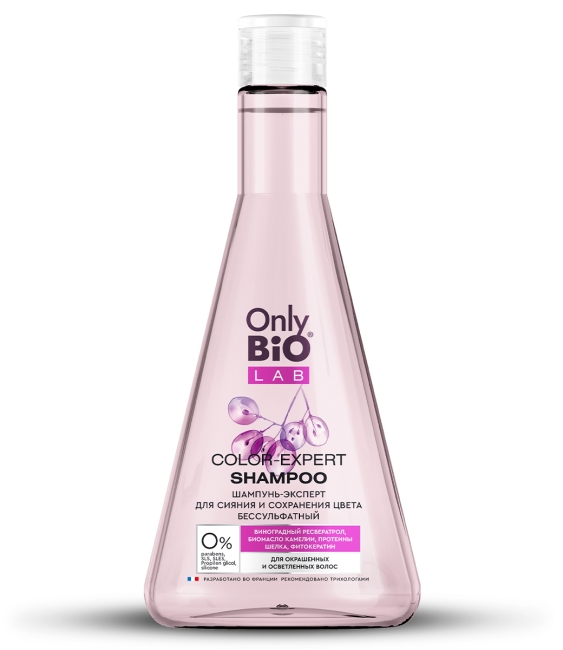 Шампунь-эксперт для сияния и сохранения цвета бессульфатный Only Bio Lab 350 мл Шампунь-эксперт для сияния и сохранения цвета бессульфатный Only Bio Lab 350 мл