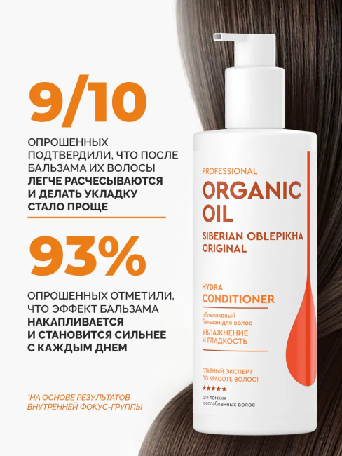 Бальзам Увлажнение и гладкость Облепиховый Organic Oil 250 мл