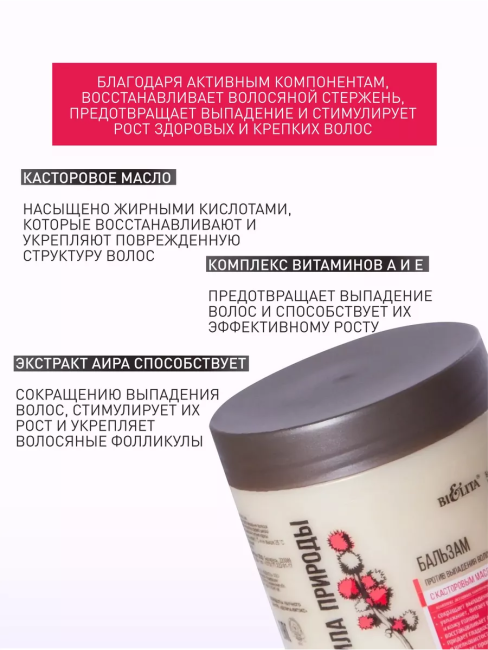 Бальзам с касторовым маслом против выпадения волос СИЛА ПРИРОДЫ 380 мл Бальзам с касторовым маслом против выпадения волос СИЛА ПРИРОДЫ 380 мл