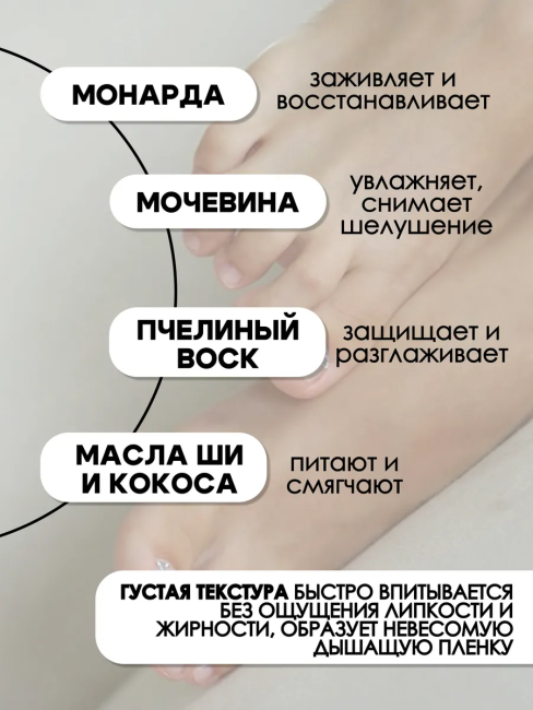 Бальзам-мазь для ног от трещин сухих мозолей натоптышей 4в1 MONARDA 75 мл Бальзам-мазь для ног от трещин сухих мозолей натоптышей 4в1 MONARDA 75 мл